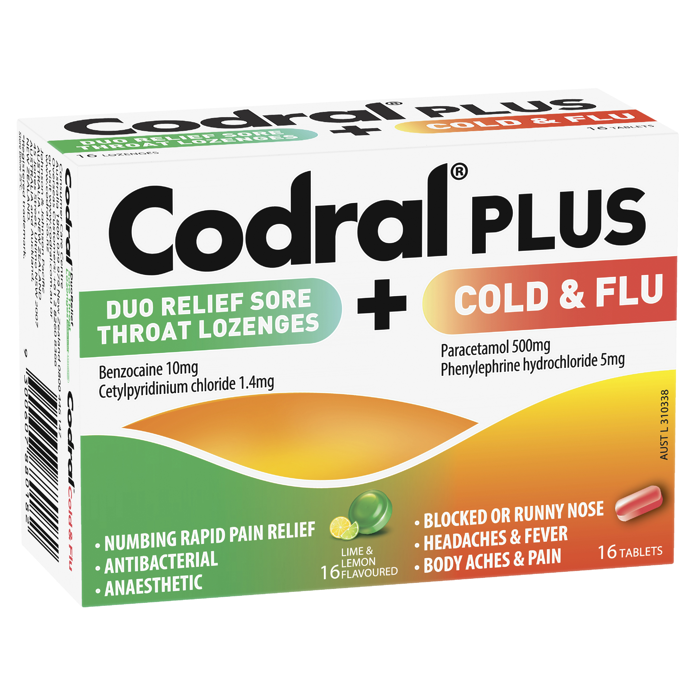 Codral Plus Duo Relief Sore Throat Lozenges + Cold & Flu