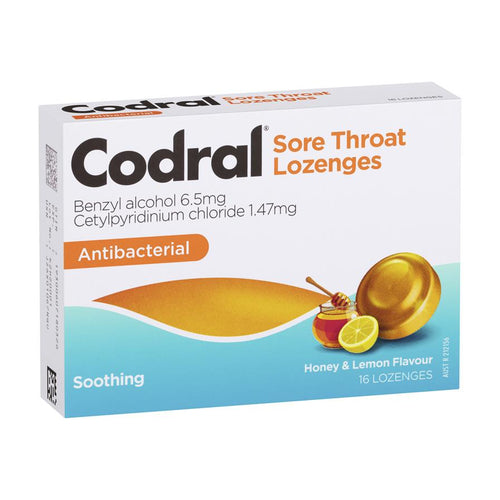 Codral Sore Throat Lozenges Honey & Lemon Flavour
