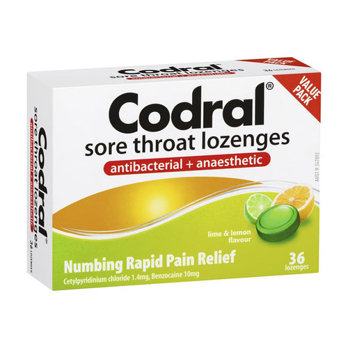 Codral Sore Throat Lozenges Lime & Lemon Flavour