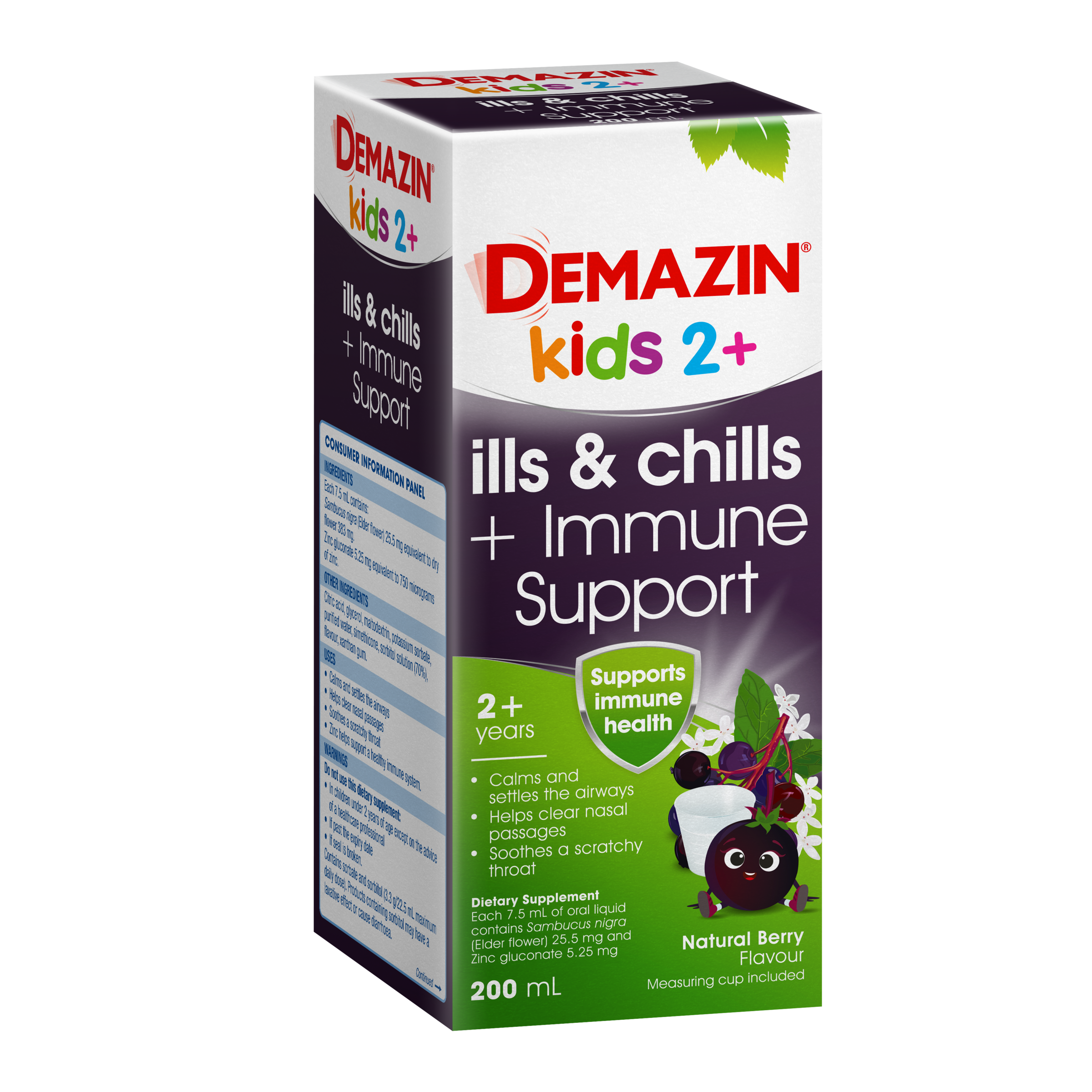 Demazin Kids 2+ ills & chills + Immune Support