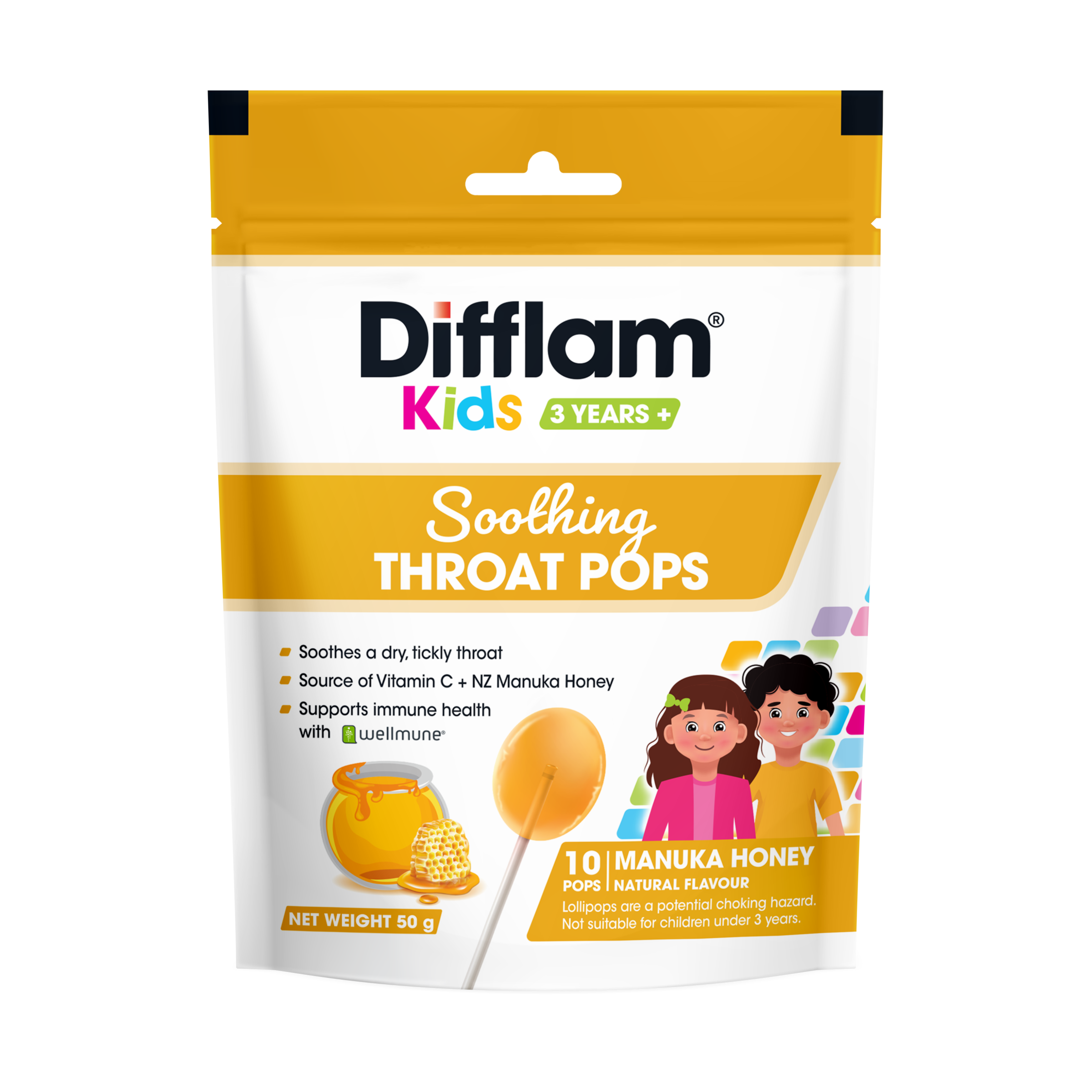 Difflam Kids Soothing Throat Pops - Manuka Honey