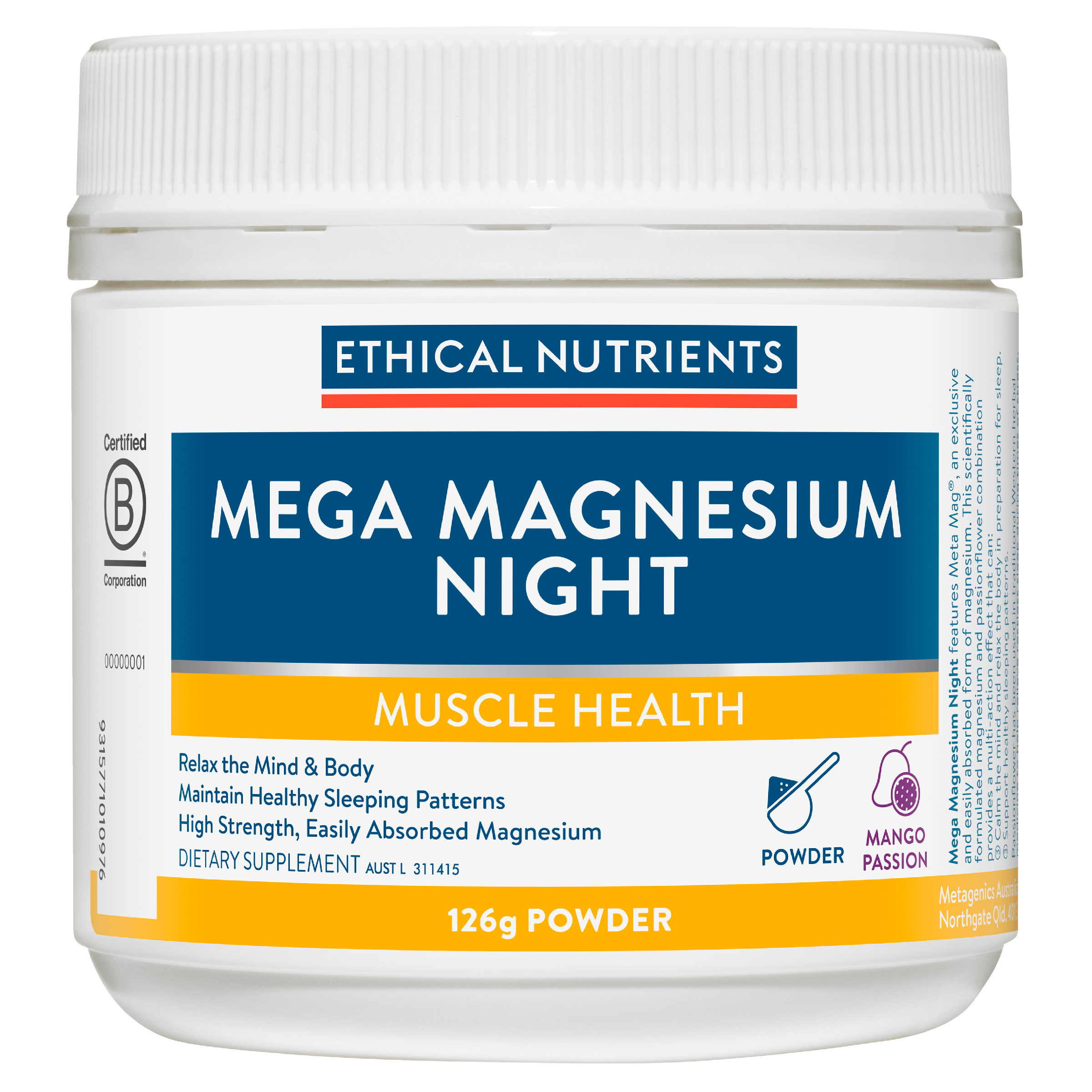 Ethical Nutrients Mega Magnesium Night Powder