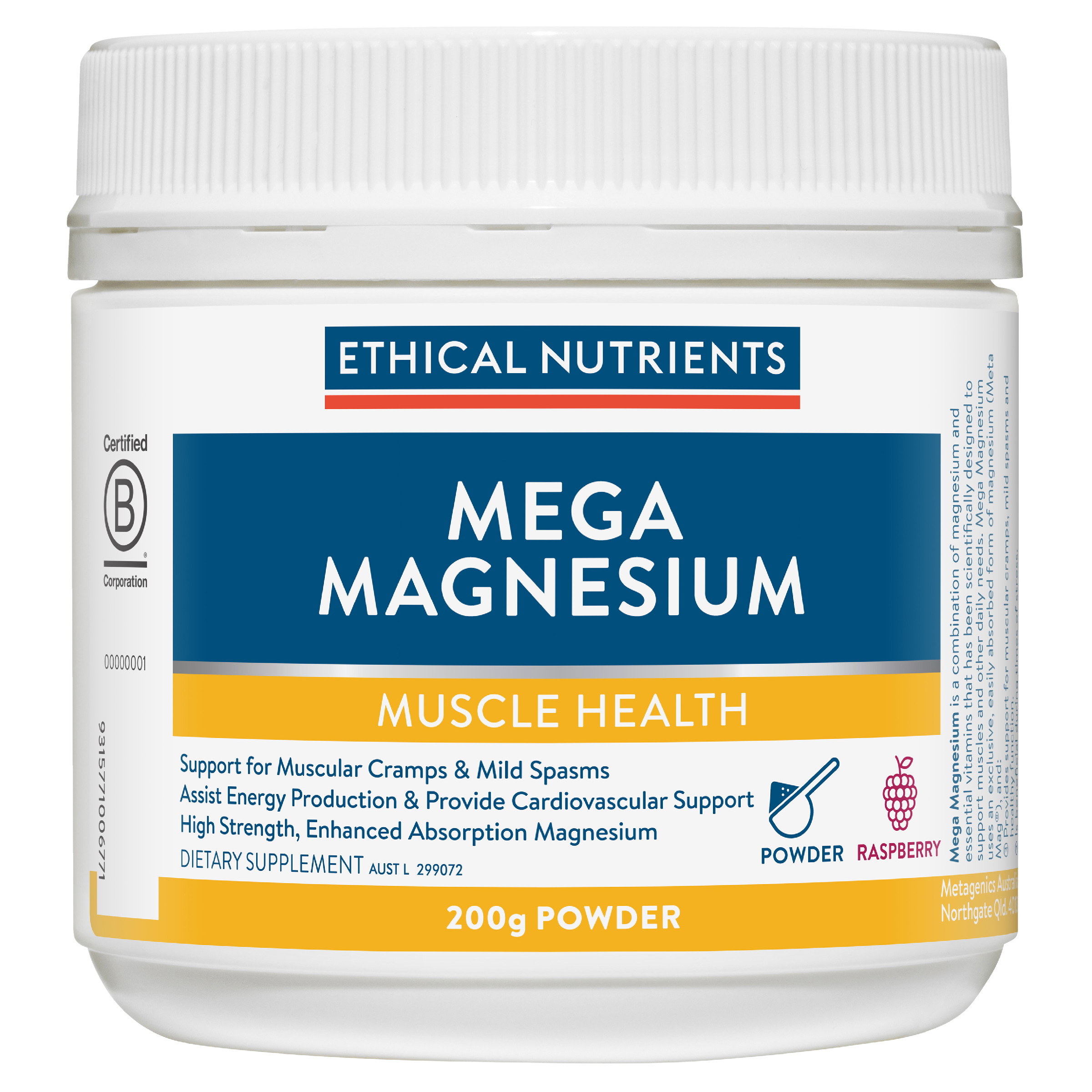 Buy Ethical Nutrients Mega Magnesium 450g Powder Raspberry Online at