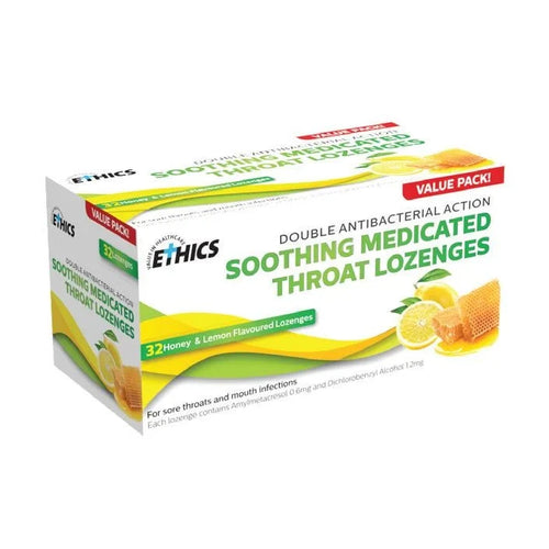 ETHICS Soothing Medicated Throat Lozenges - Honey & Lemon Flavoured