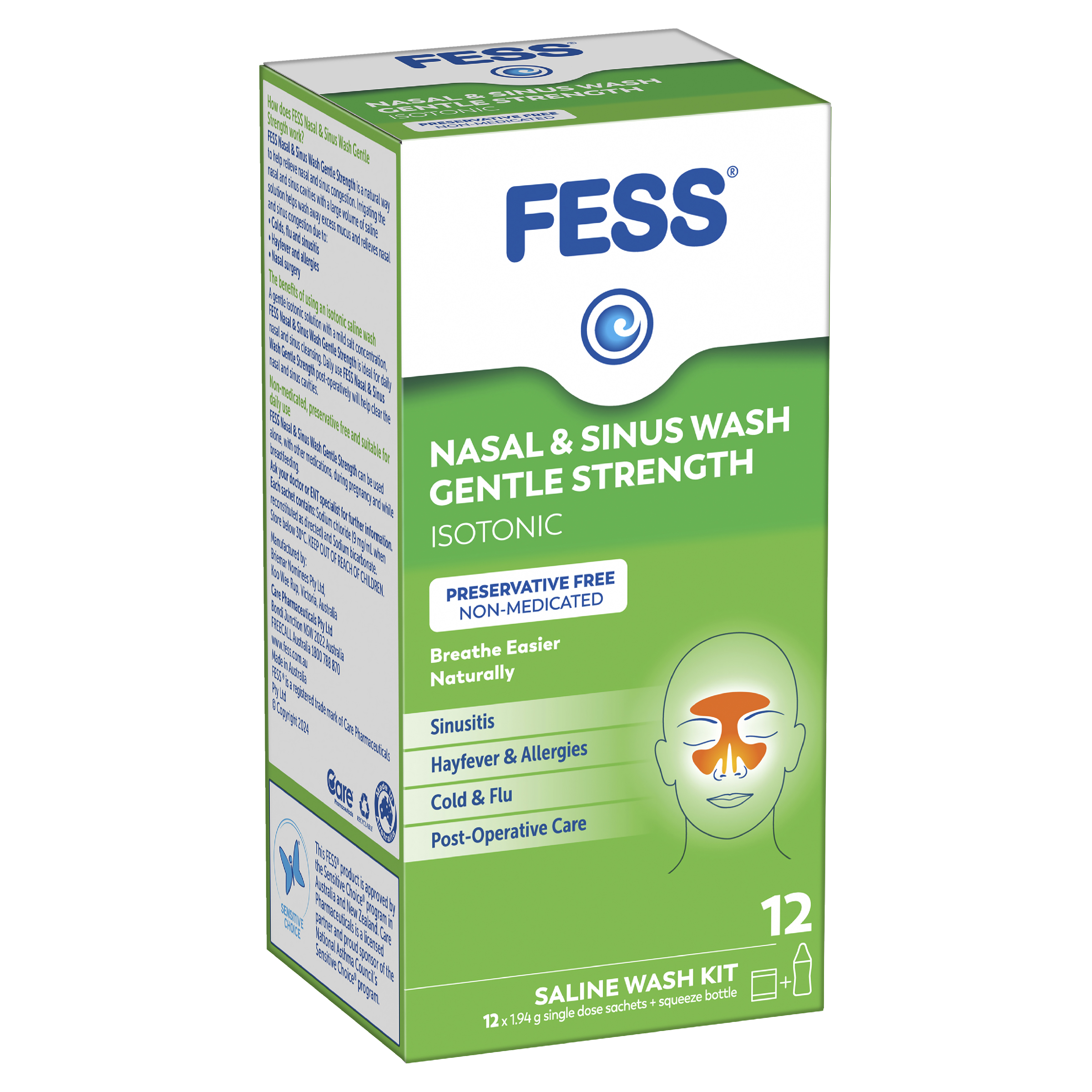Fess Nasal & Sinus Wash Gentle Strength Saline Wash Kit