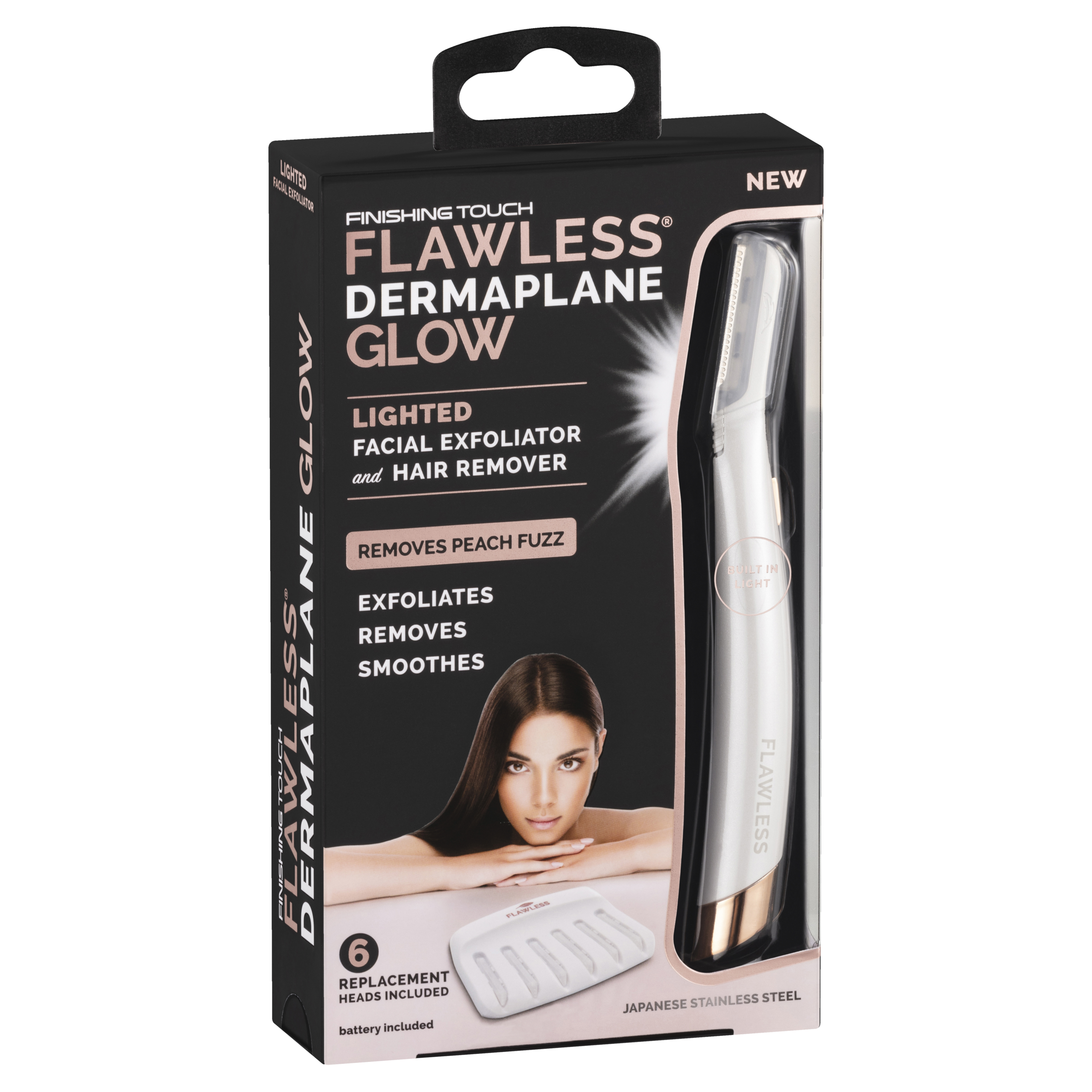 Finishing Touch Flawless Dermaplane Glow Lighted Facial Exfoliator & Hair Remover