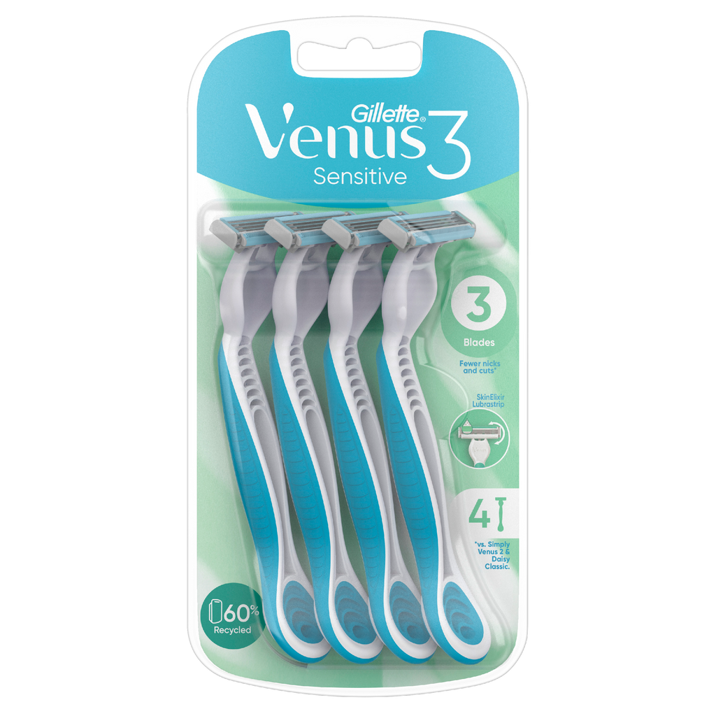Venus Razor 3 Gillette Venus Simply 3 Sensitive Women's Disposable Razors - Net Pharmacy