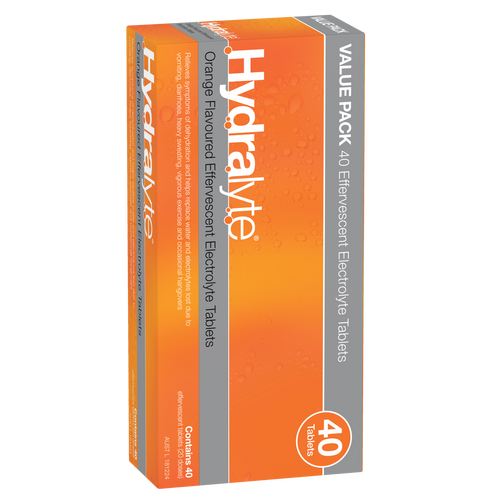 Hydralyte Effervescent Electrolyte Tablets - Orange Flavour
