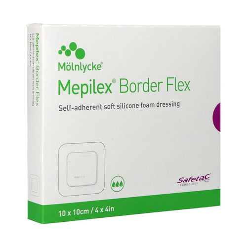 Thin Foam Dressing Mepilex Border Flex Lite 4 X 4 Inch With Border Film