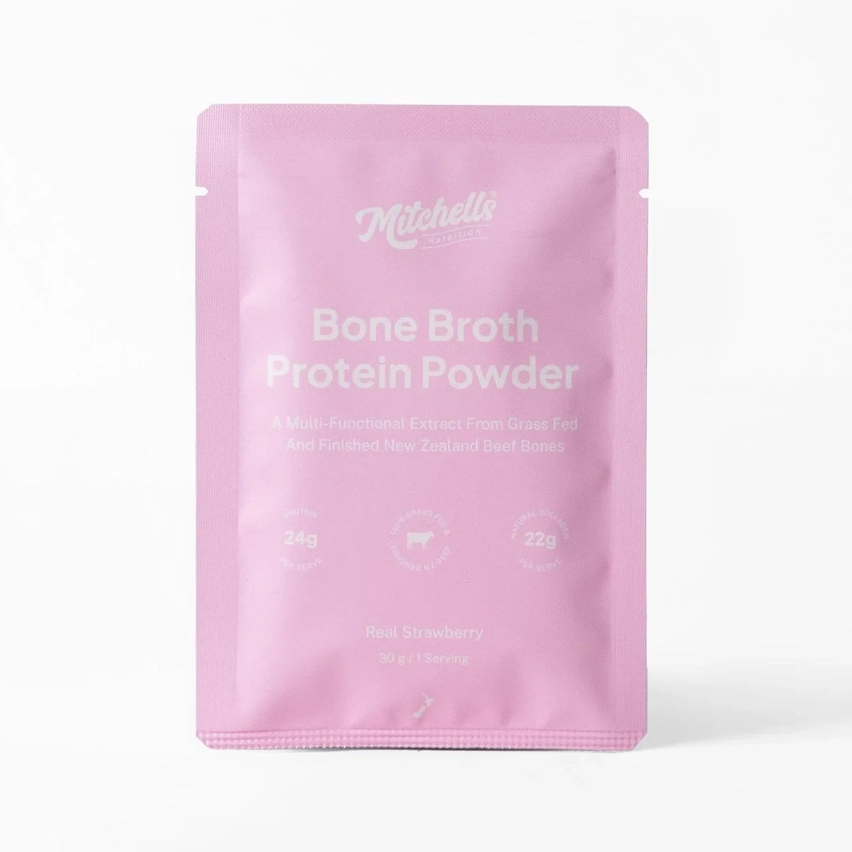Mitchells Nutrition Bone Broth Protein Powder - Real Strawberry