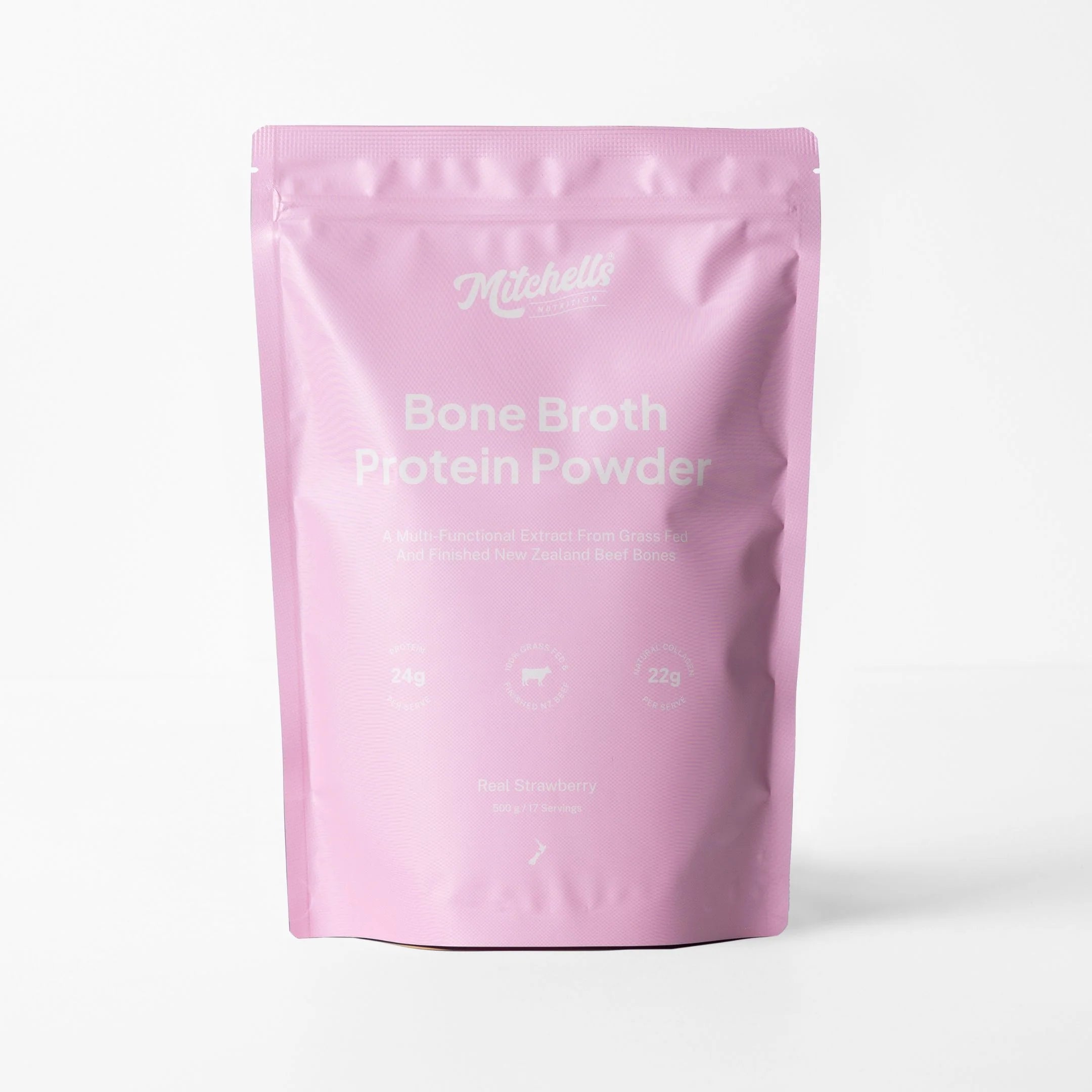 Mitchells Nutrition Bone Broth Protein Powder - Real Strawberry