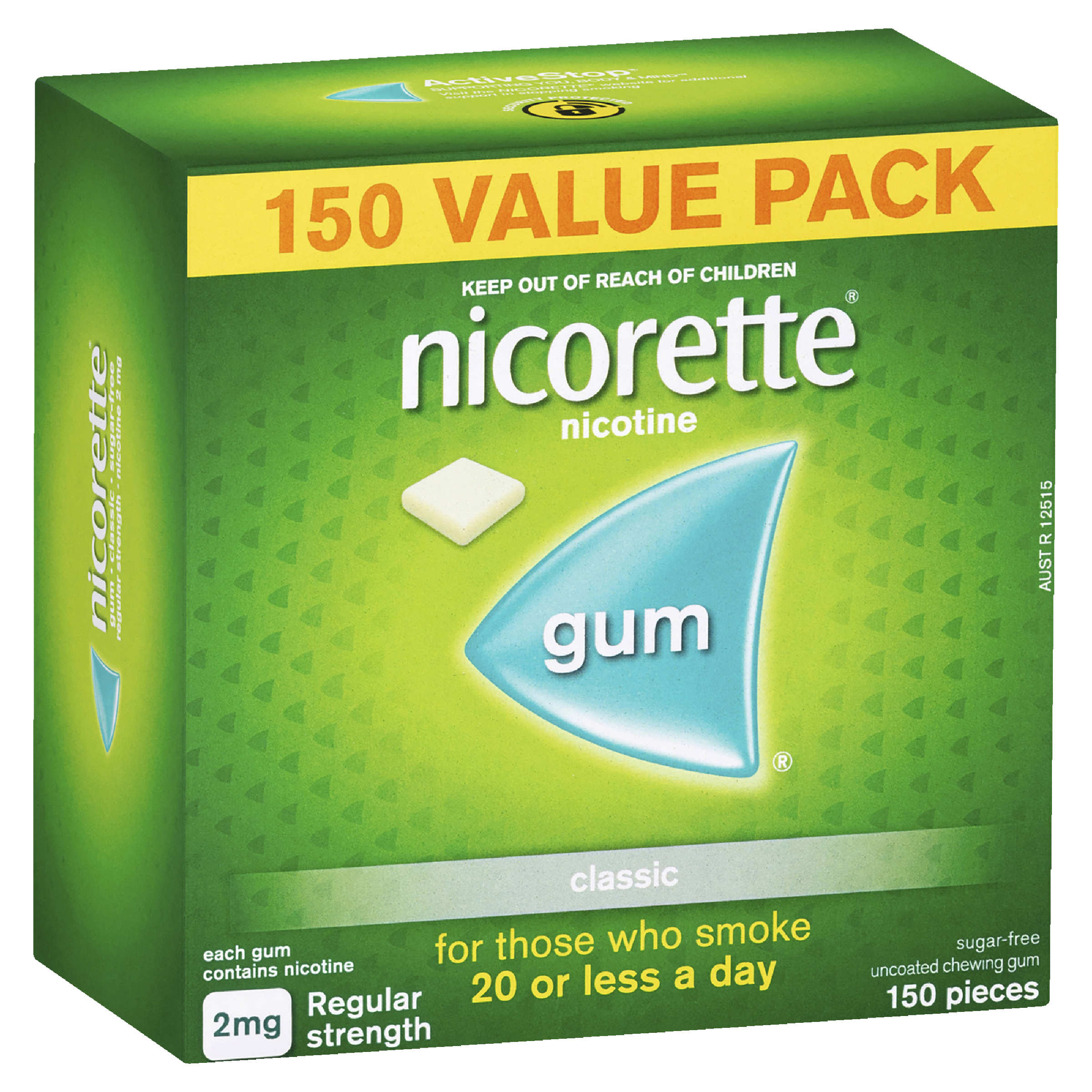 Nicorette Regular Strength Chewing Gum 2mg - Classic
