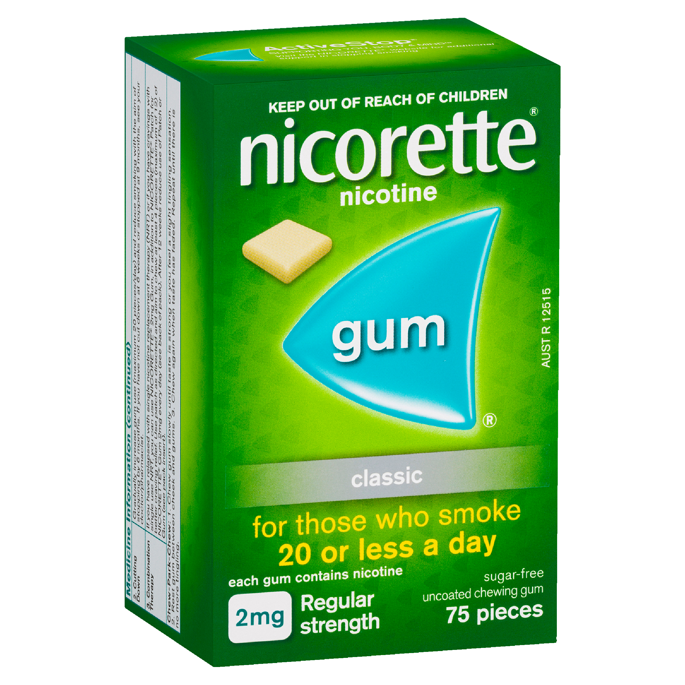 Nicorette Regular Strength Chewing Gum 2mg - Classic