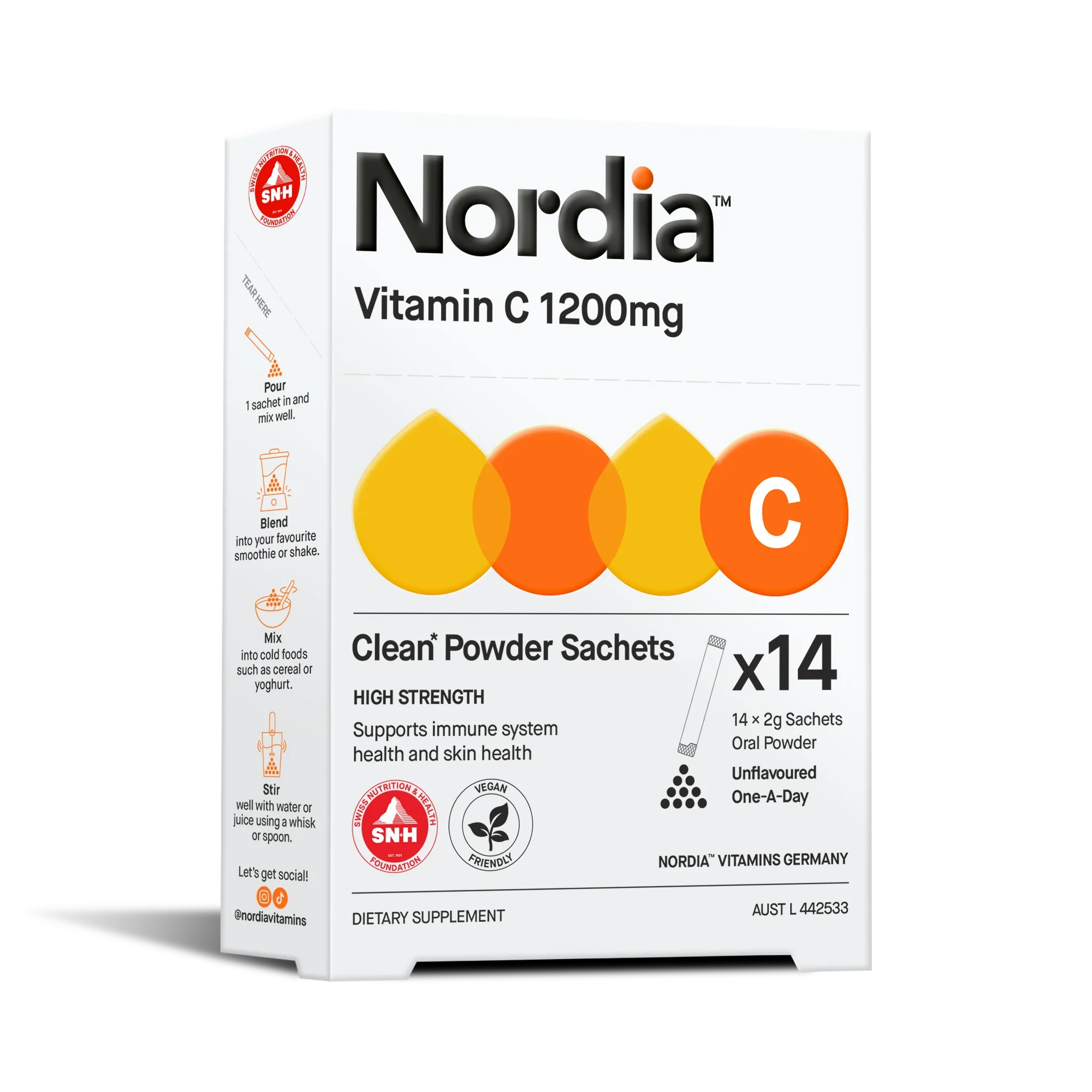 Nordia Vitamin C 1200mg Clean Powder Sachets