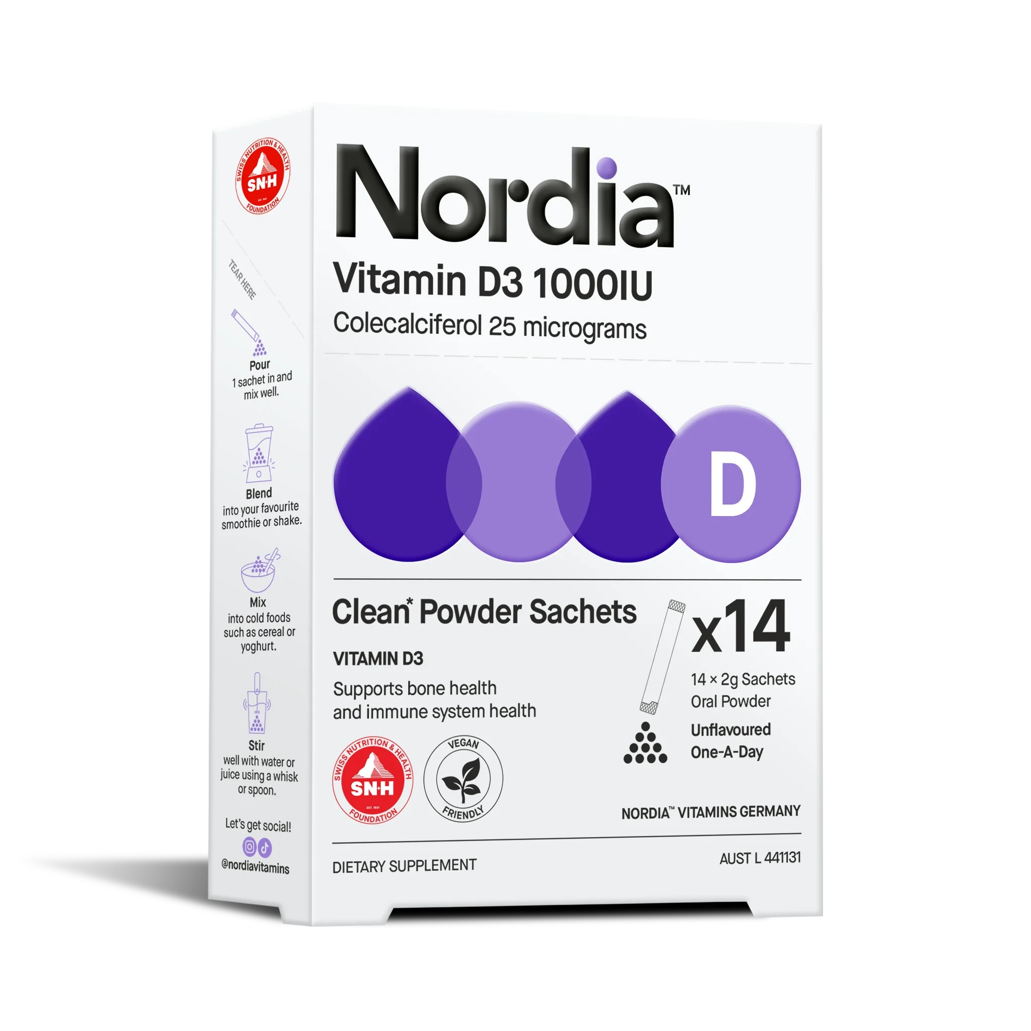 Nordia Vitamin D3 1000IU Clean Powder Sachets