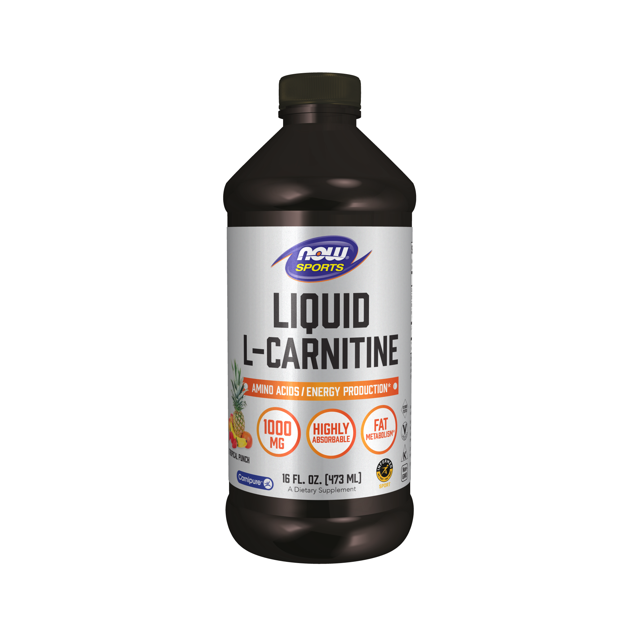 NOW Sports L-Carnitine Liquid 1000mg Tropical Punch