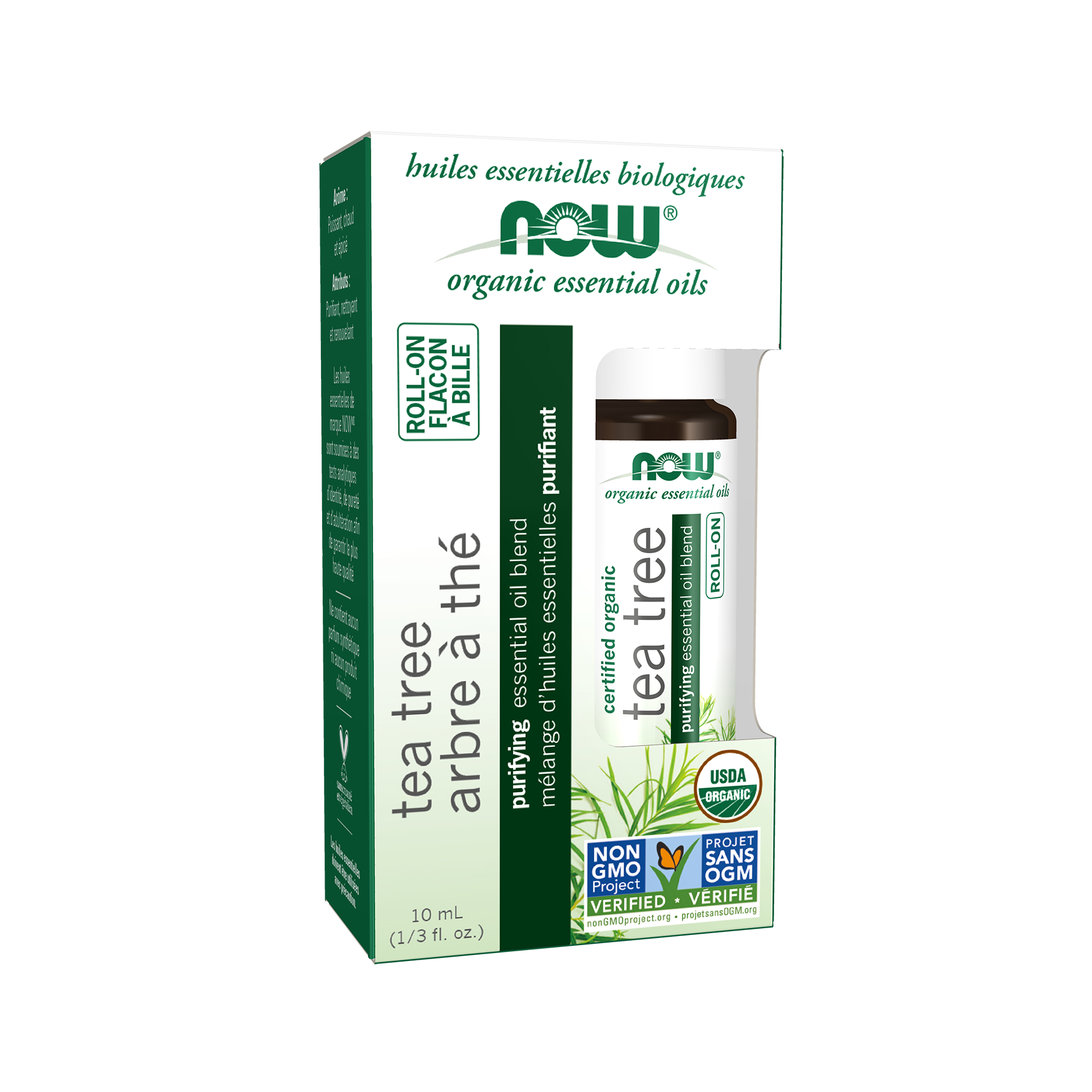 NOW Organic Essential Oils Roll-On Tea Tree - Purifying Blend