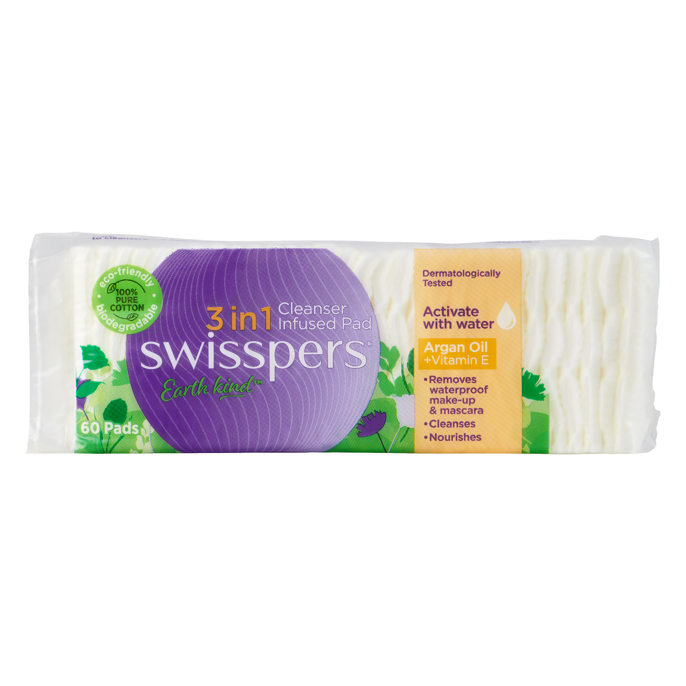 Swisspers Earth Kind 3 in 1 Cleanser Infused Pads - Argan Oil