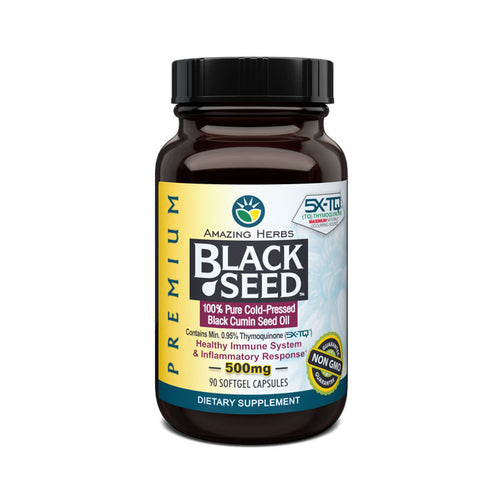 Amazing Herbs Black Seed Pure Cold-Pressed Black Cumin Seed Oil 500mg Softgels