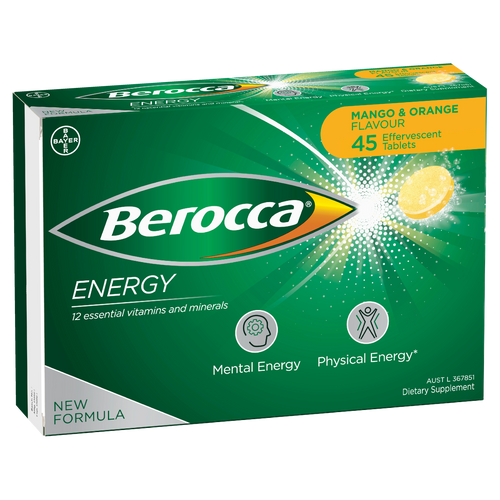Berocca Energy Mango & Orange Flavour Effervescent Tablets