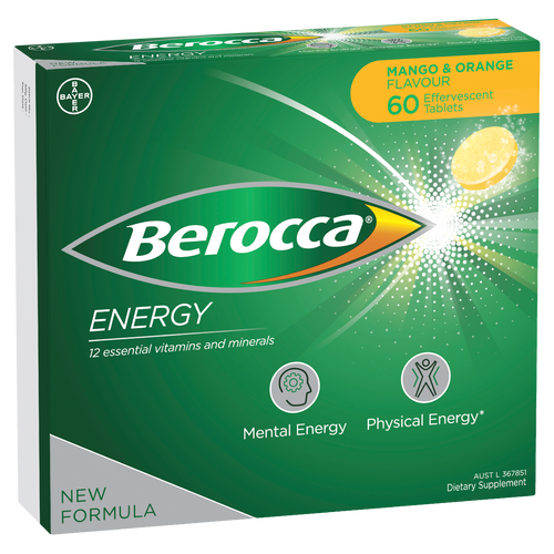 Berocca Energy Mango & Orange Flavour Effervescent Tablets