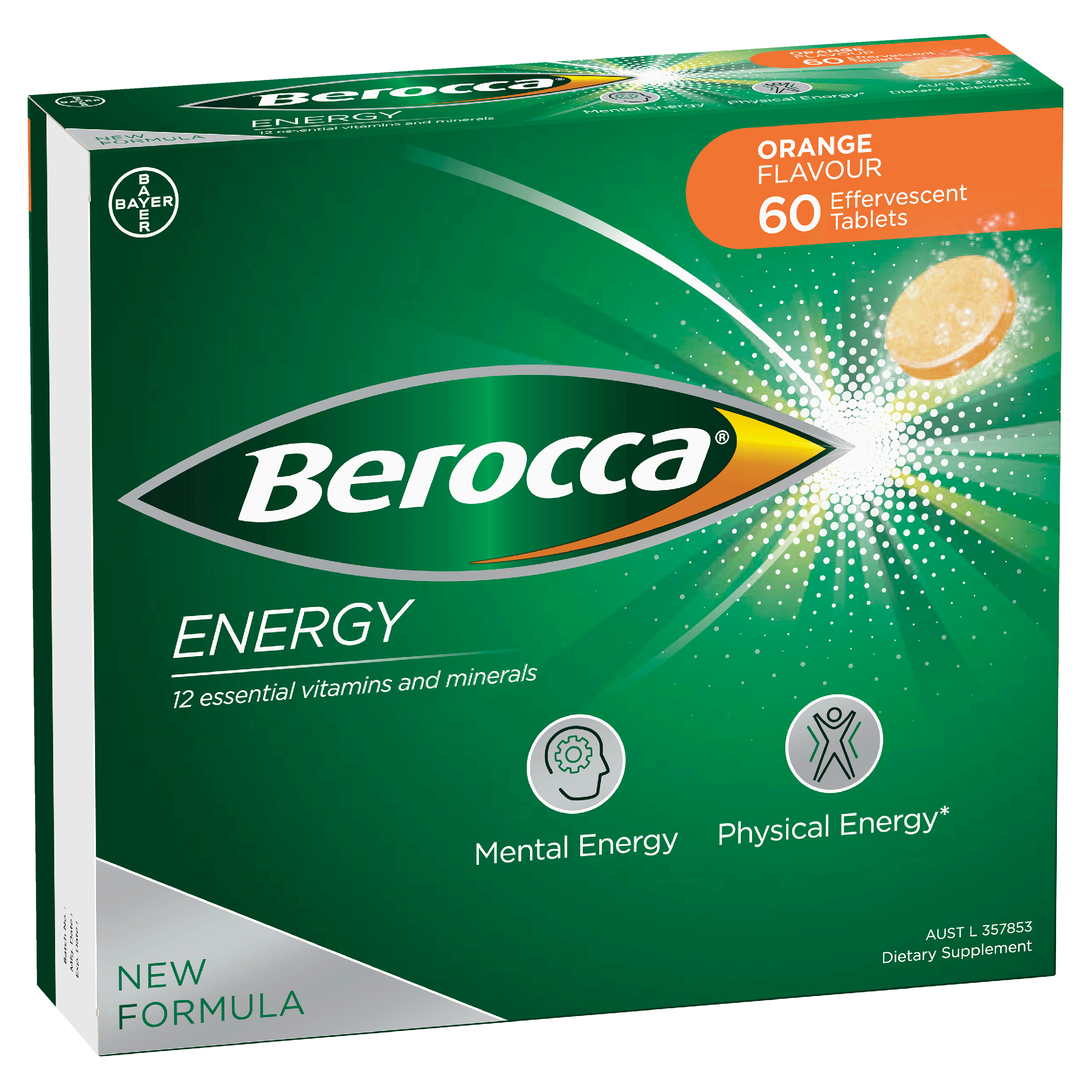 Berocca Energy Orange Flavour Effervescent Tablets