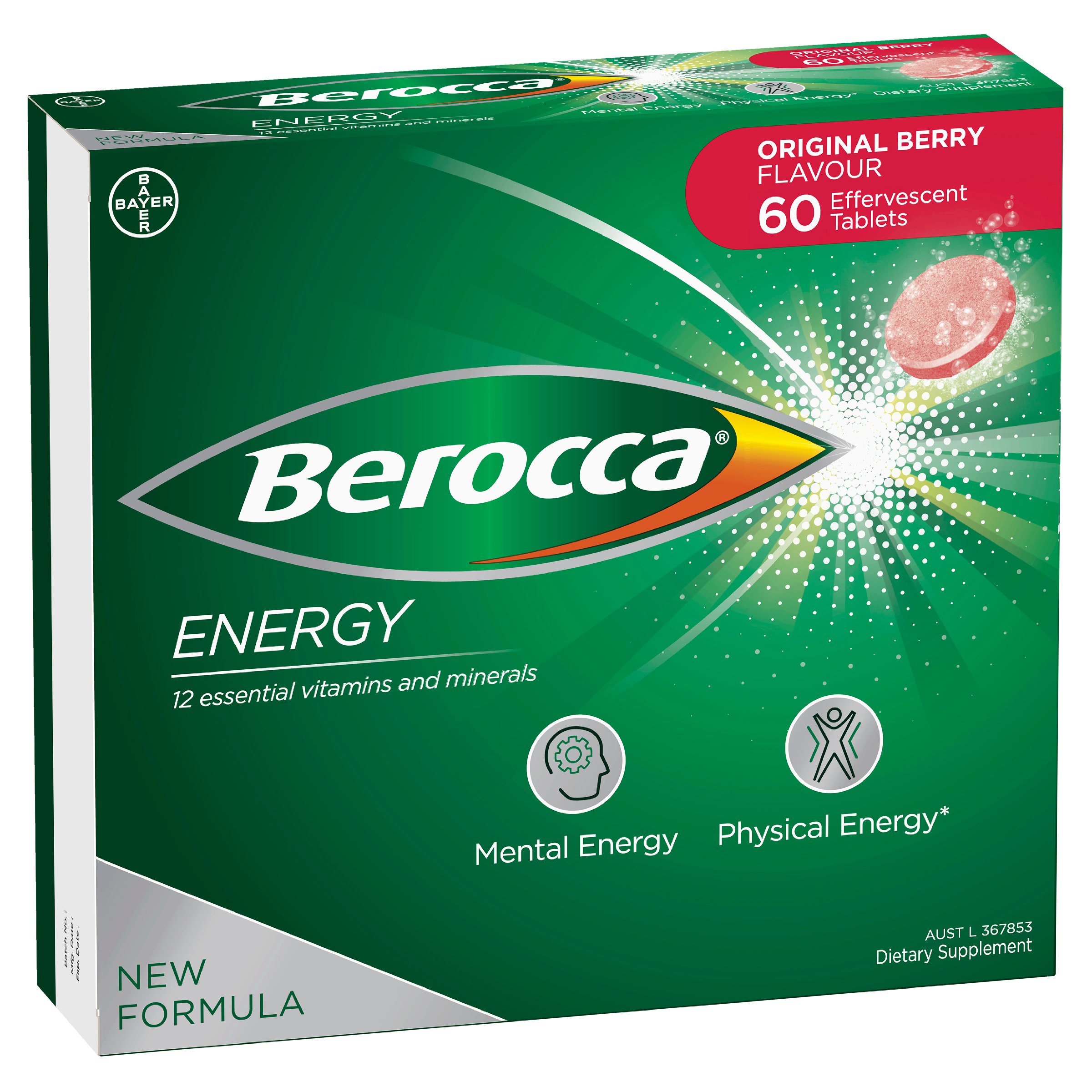 Berocca Energy Original Berry Flavour Effervescent Tablets
