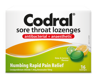 Codral Sore Throat Lozenges Lime & Lemon Flavour