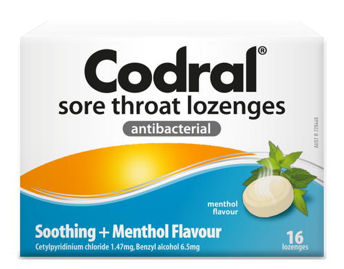 Codral Sore Throat Lozenges Menthol Flavour