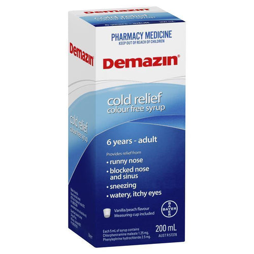 Demazin Cold Relief Colour Free Syrup