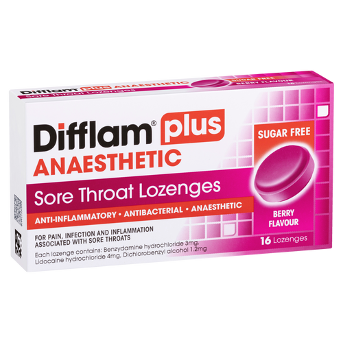 Difflam Plus Anaesthetic Sore Throat Lozenges - Wild Berry Flavour