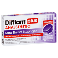 Difflam Plus Anaesthetic Sore Throat Lozenges - Blackcurrant Flavour