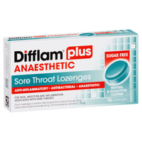 Difflam Plus Anaesthetic Sore Throat Lozenges - Menthol & Eucalyptus Flavour