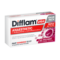 Difflam Plus Anaesthetic Sore Throat Lozenges - Wild Berry Flavour