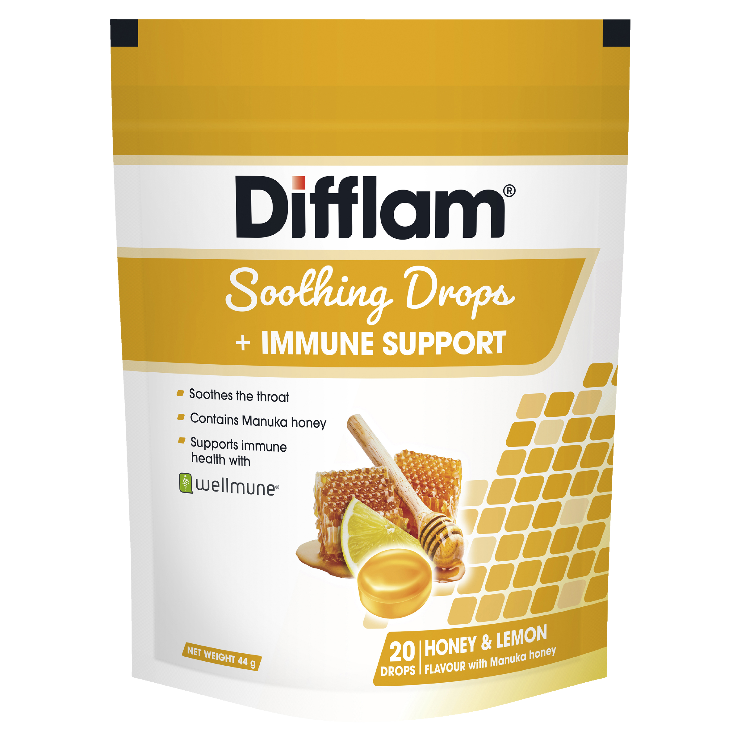 Difflam Soothing Drops + Immune Support - Honey & Lemon