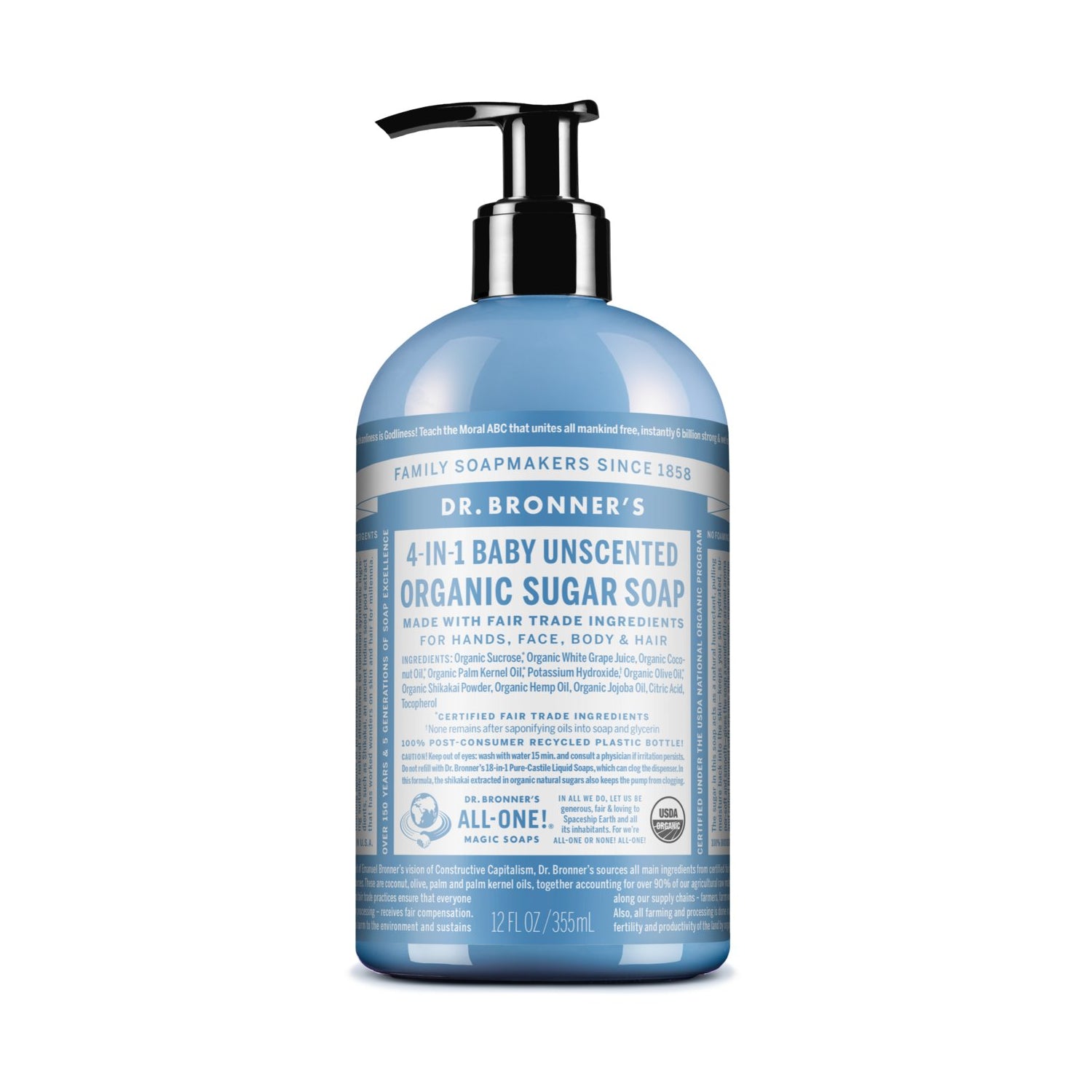 Dr. Bronner's Organic Sugar Soap Baby Unscented Net Pharmacy