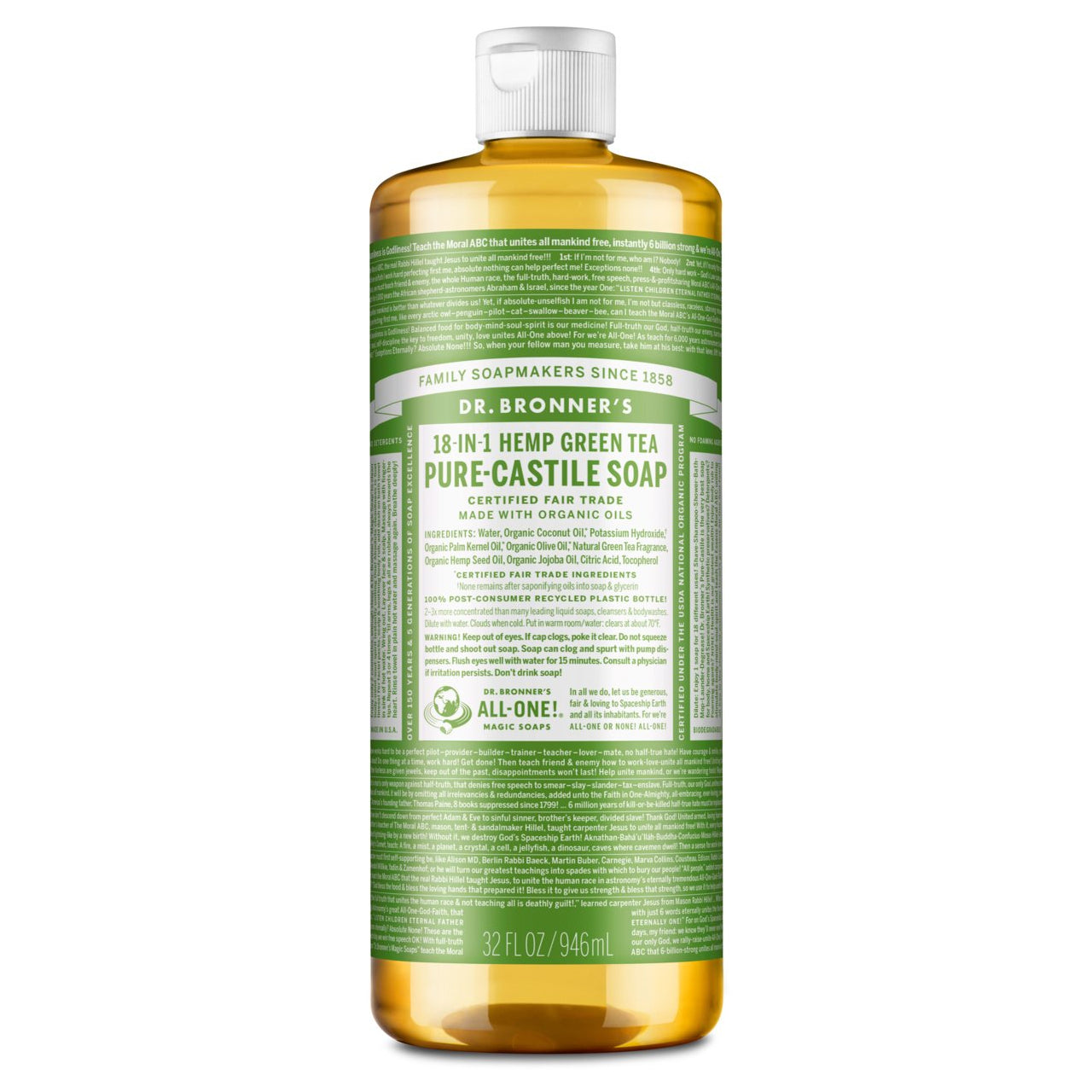 Dr. Bronner's Pure-Castile Liquid Soap - Green Tea