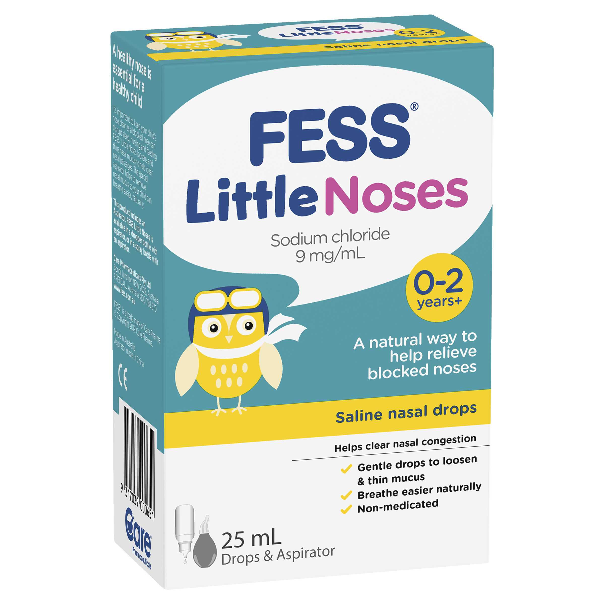 Fess Little Noses Saline Nasal Drops + Aspirator