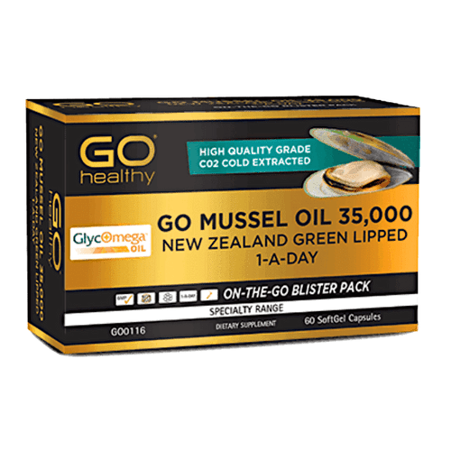 GO Healthy Go Mussel Oil 35,000 New Zealand Green Lipped 1-A-Day