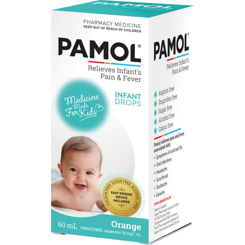 Pamol Infant Drops for Pain & Fever Relief Orange Flavour