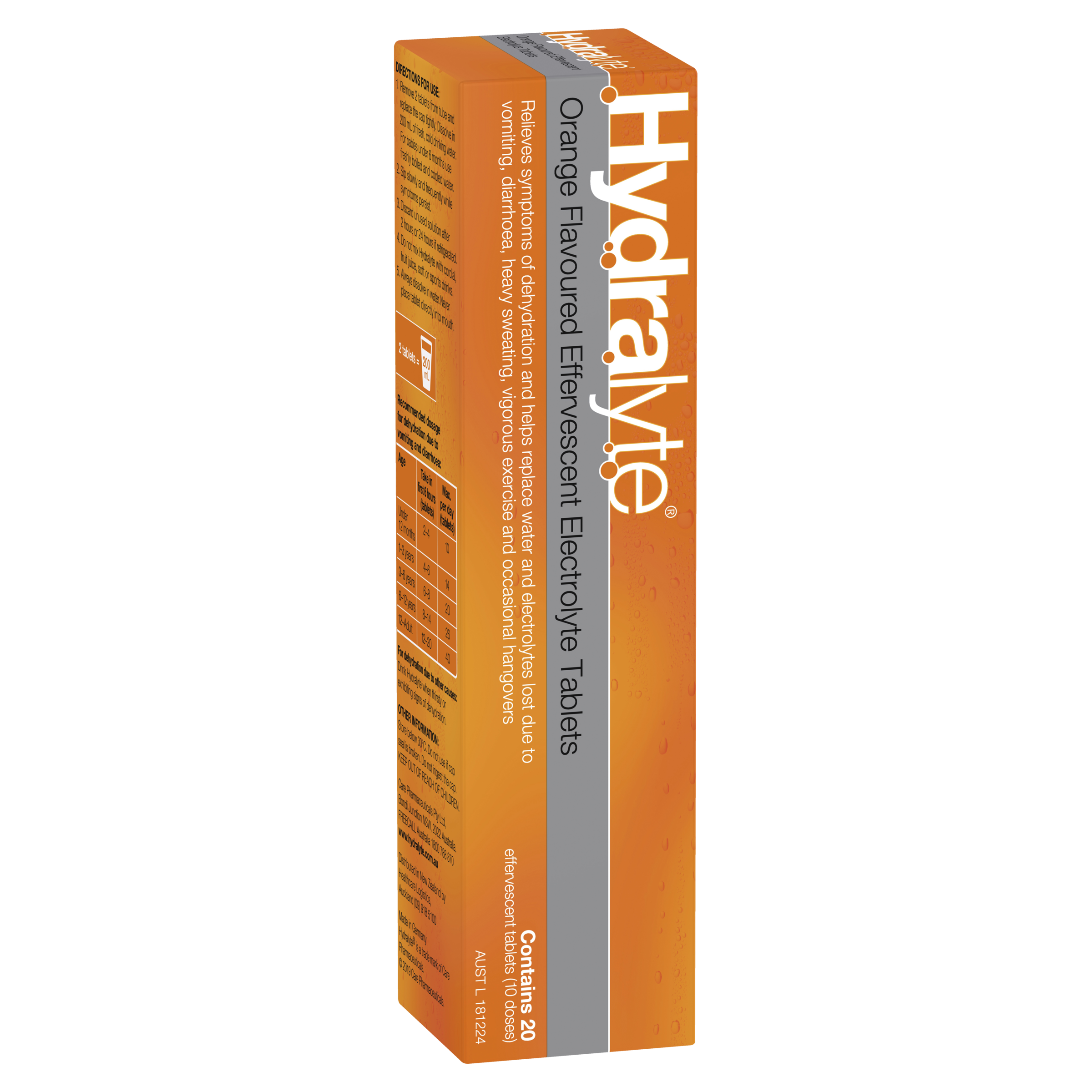 Hydralyte Effervescent Electrolyte Tablets - Orange Flavour