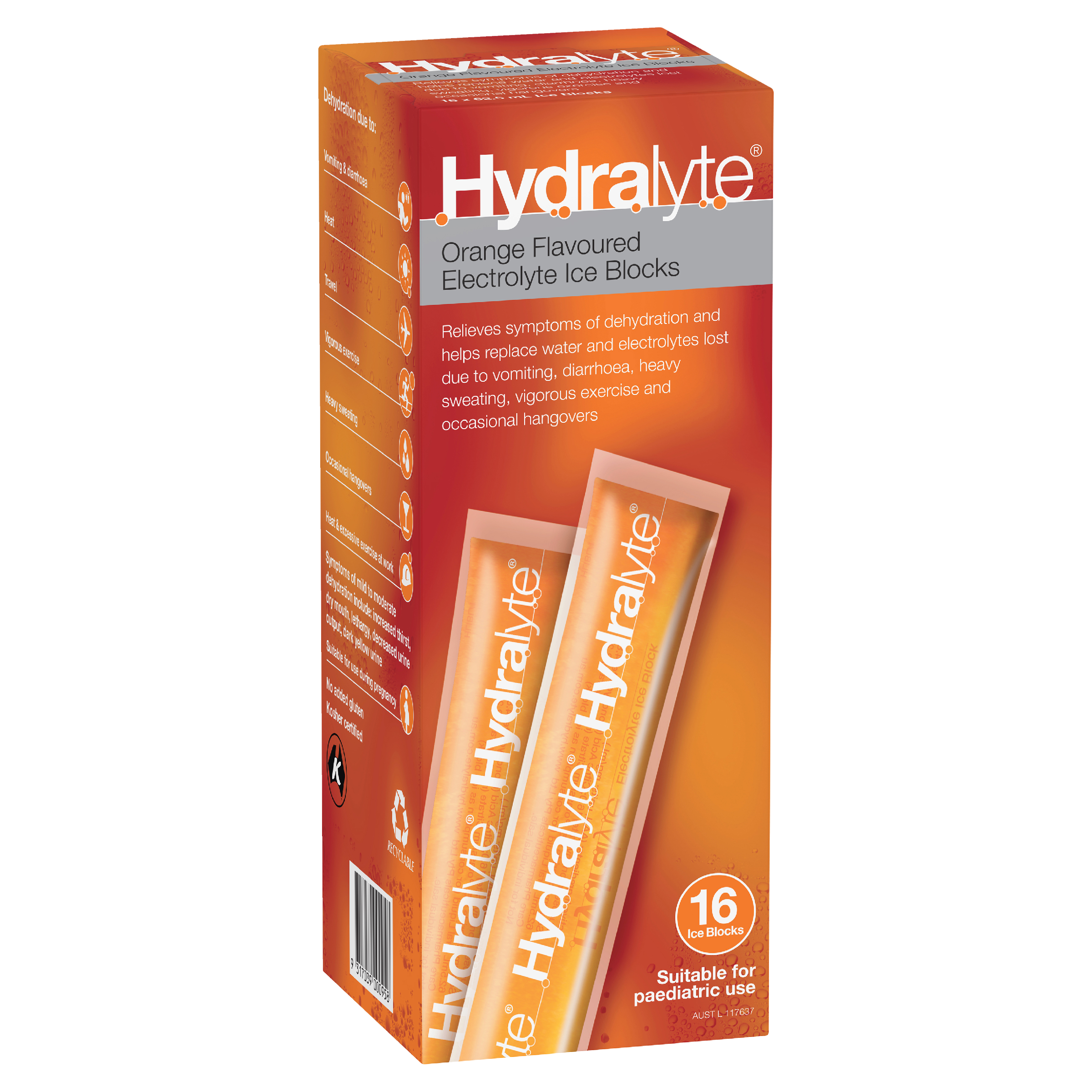 Hydralyte Electrolyte Ice Blocks - Orange Flavour
