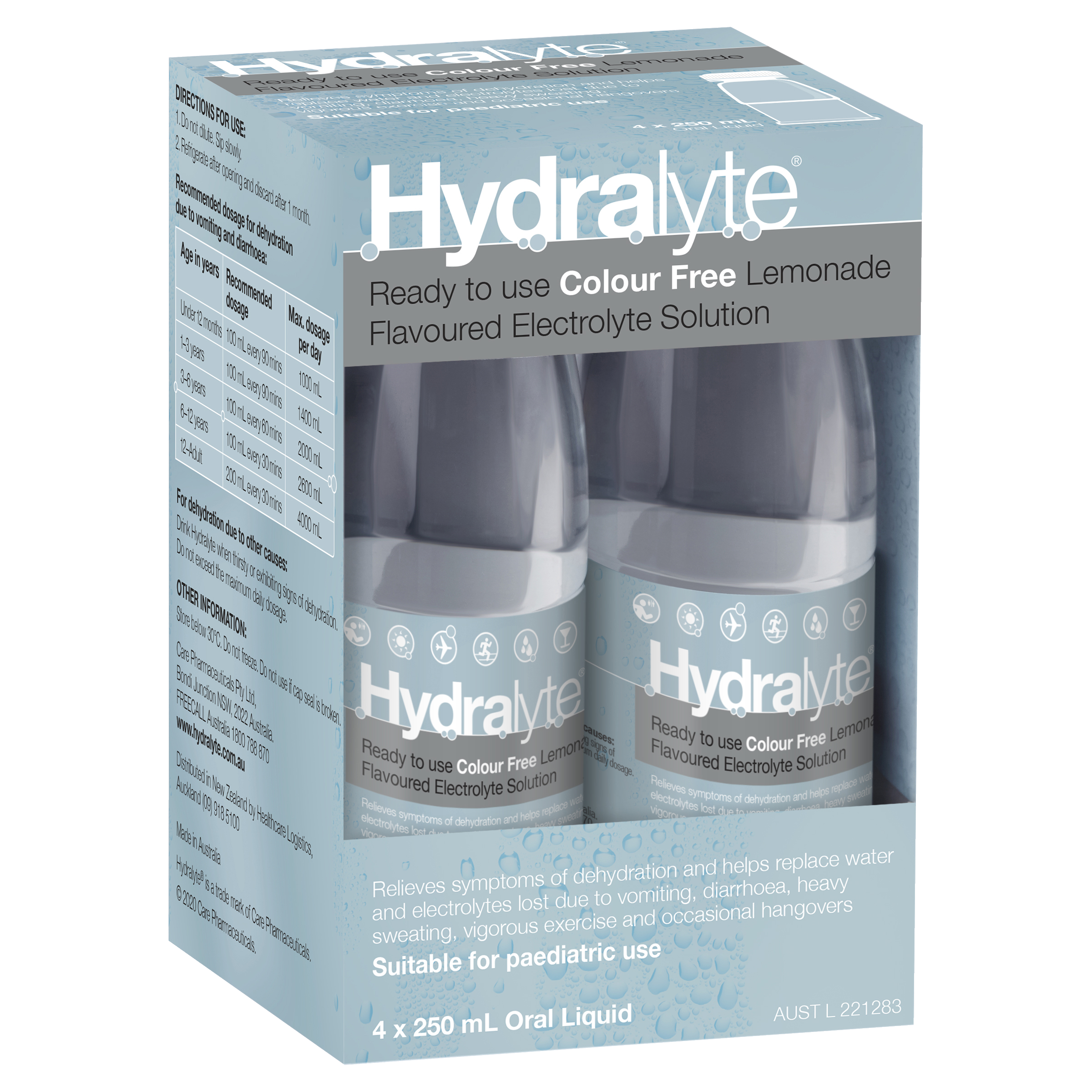Hydralyte Ready to Use Electrolyte Solution - Colour Free Lemonade Flavour