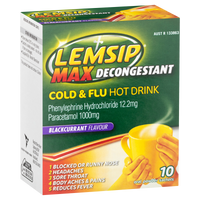 Lemsip Max Decongestant Cold & Flu Hot Drink - Blackcurrant Flavour