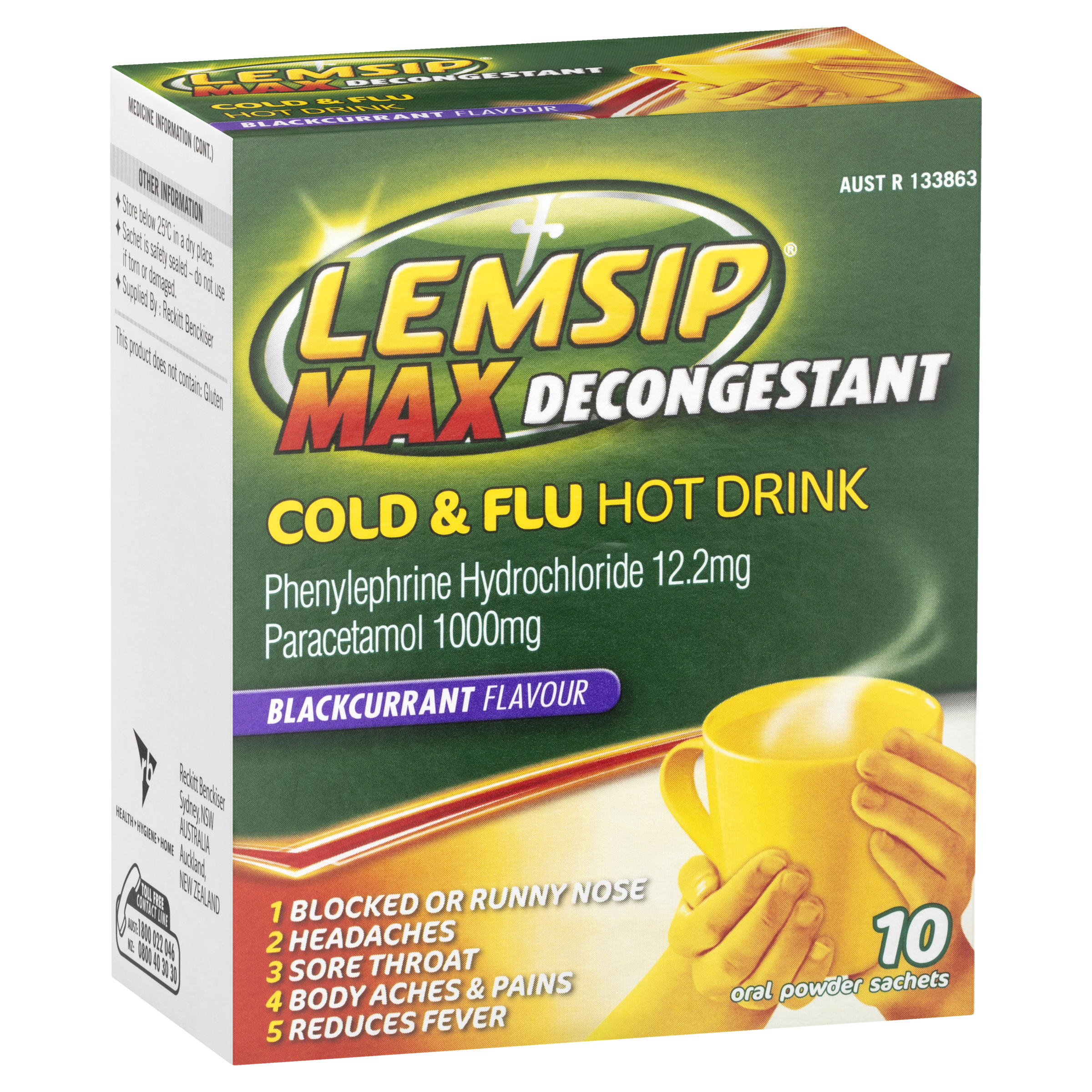 Lemsip Max Decongestant Cold & Flu Hot Drink - Blackcurrant Flavour