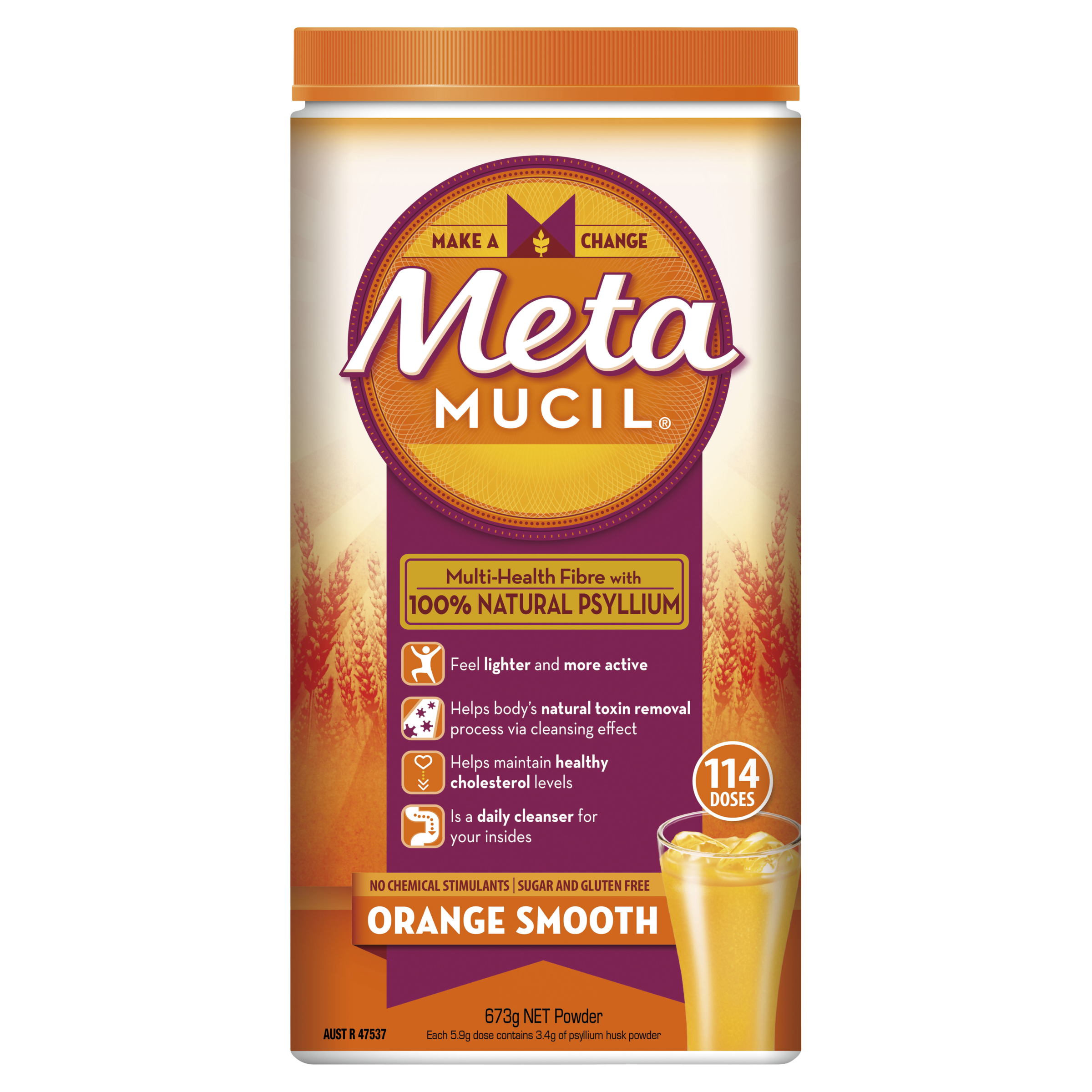 Metamucil Multi-Health Fibre with 100% Natural Psyllium - Orange Smooth
