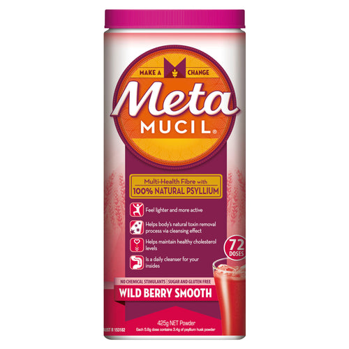 Metamucil Multi-Health Fibre with 100% Natural Psyllium - Wild Berry Smooth