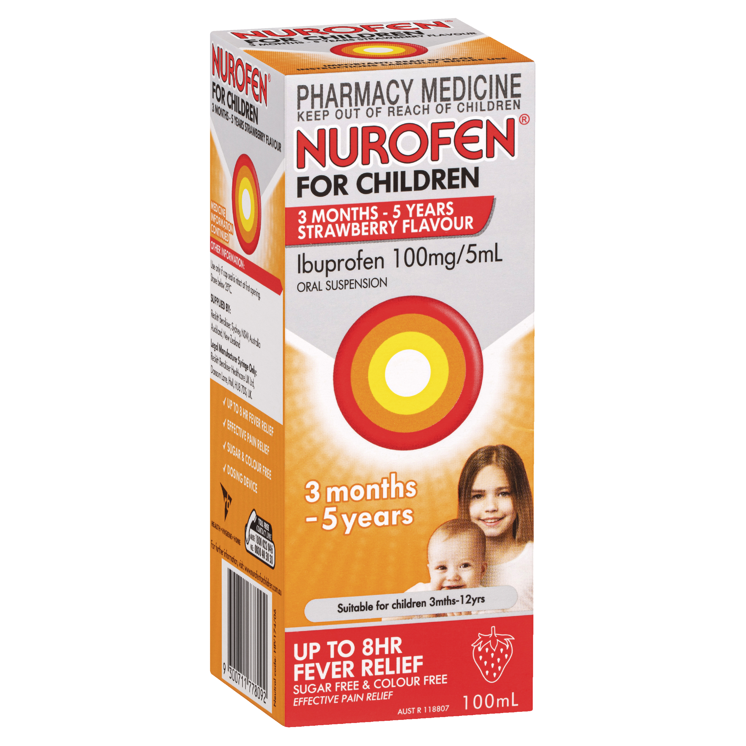 Nurofen for Children 3 Months - 5 Years Pain & Fever Relief - Strawberry Flavour