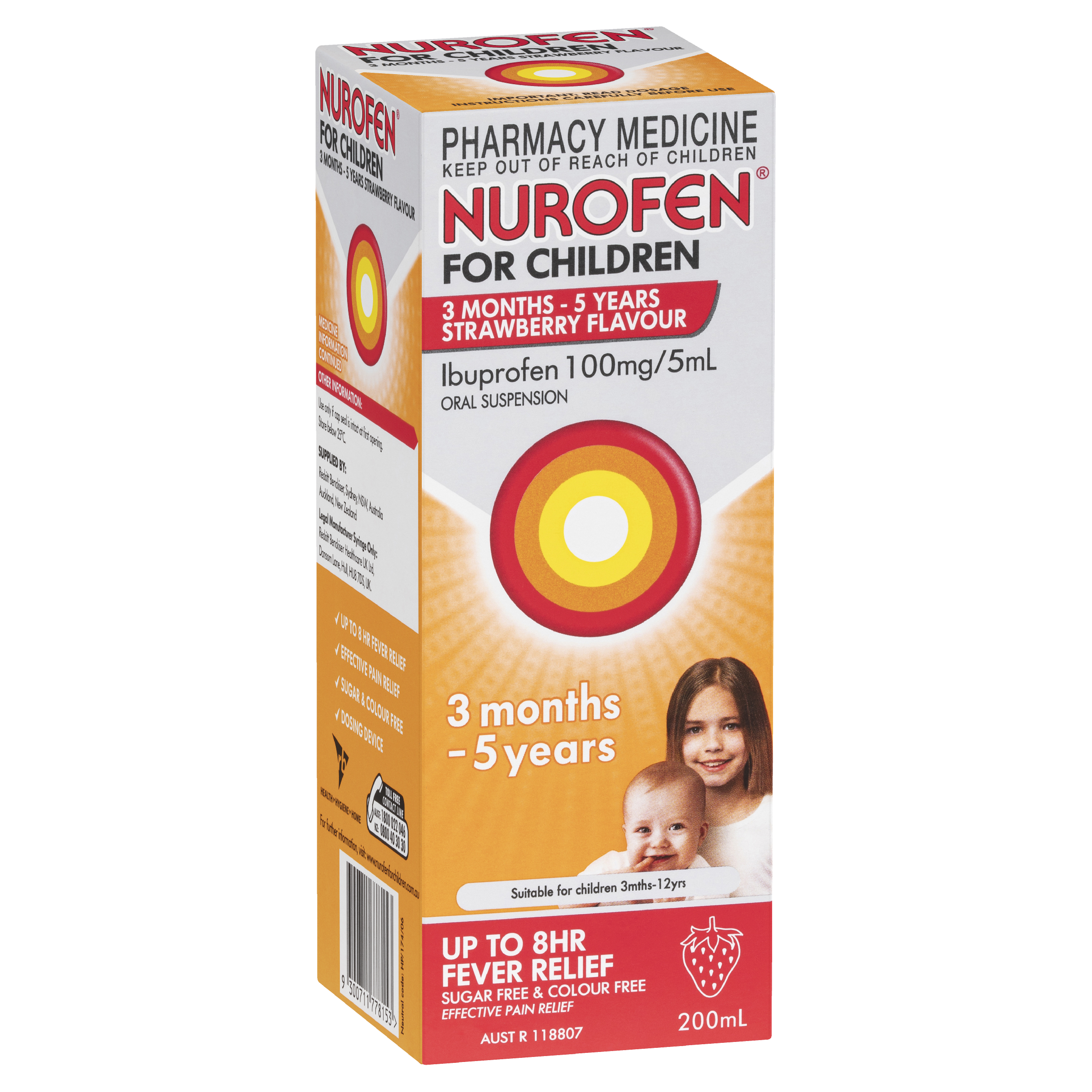Nurofen for Children 3 Months - 5 Years Pain & Fever Relief - Strawberry Flavour
