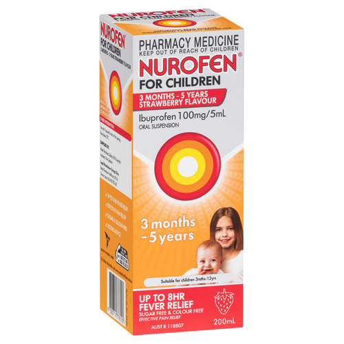 Nurofen for Children 3 Months - 5 Years Pain & Fever Relief - Strawberry Flavour